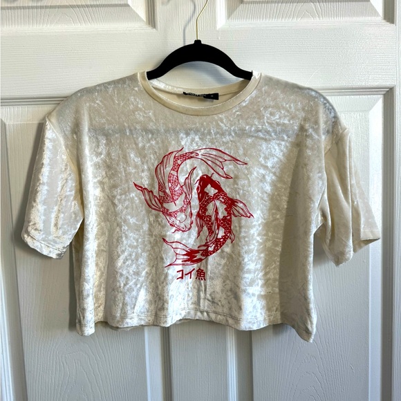 Nasty Gal Don’t Play Koi Velvet Crop Top - Picture 3 of 6